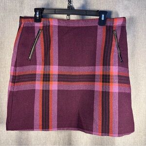 STYLUS A-Line Skirt Plaid Galore Ruby Lined Back Zip Knee Length Women's 12 NWT